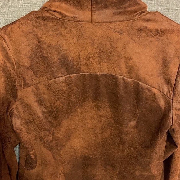 Brown Faux Suede Zip Up Moto Style Shirt Jacket  Mad Max Apocalypse Vibes XS/Sm - Picture 12 of 16